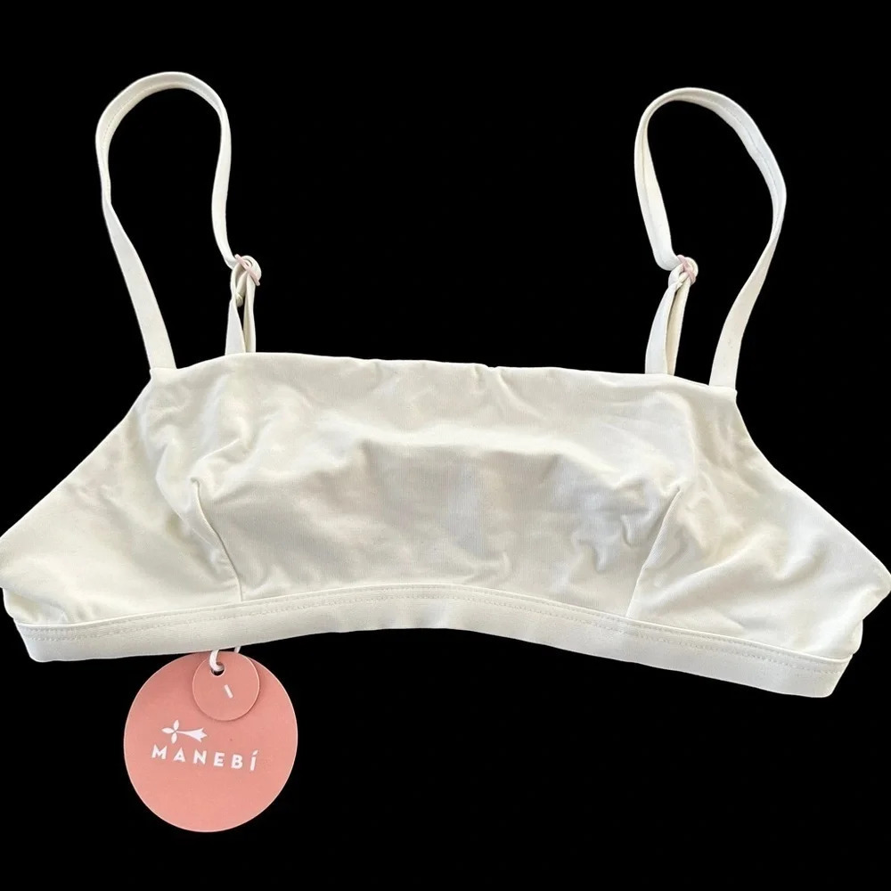 NWT Manebi Size 1 US 8-10 Ivory Bandeau Bikini Top Swimsuit Swim New Designer